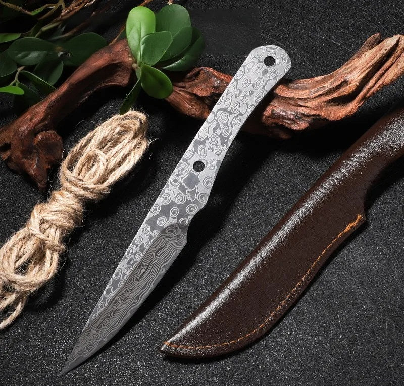 3Cr Mini Forged Utility Knife – Raw Steel & Damascus Edition (22cm)