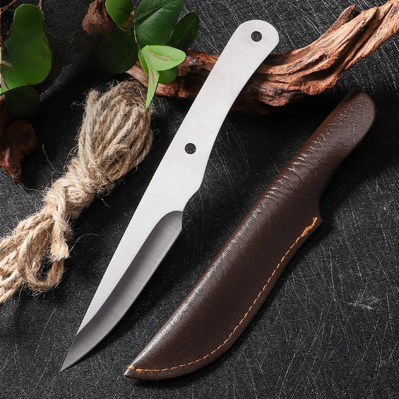 3Cr Mini Forged Utility Knife – Raw Steel & Damascus Edition (22cm)