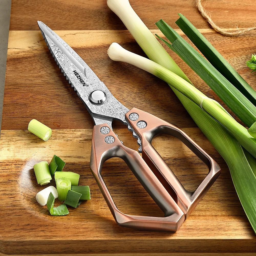 110-Layer Damascus Steel Kitchen Scissors | Multifunctional Precision Shears
